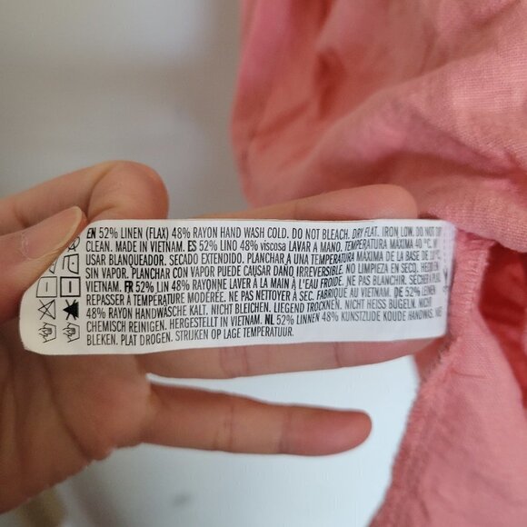 Forever 21 Woven Pink Linen Sleeveless Tank Button Front Mini Dress Small - Picture 7 of 9